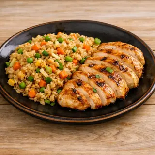 Mi pollo a la plancha, arroz frito