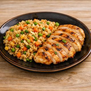 Mi pollo a la plancha, arroz frito