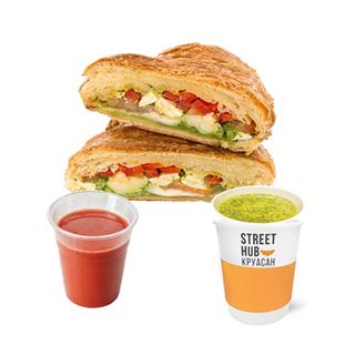 Круасан-гриль вел Овочевий та бульйон або томатний сік  зі знижкою -50%