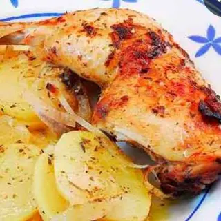 Muslo de pollo de corral al horno