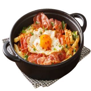 Tapa De Huevos Rotos Con Jamón Al Corte