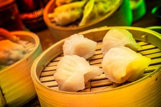 Hakao de langostinos y bambú 