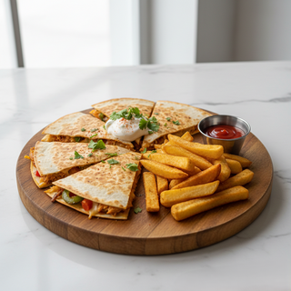 Quesadilla cu pui si cartofi prajiti