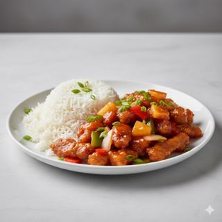 Arroz con cerdo agridulce