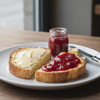 Tostada de mantequilla y mermelada