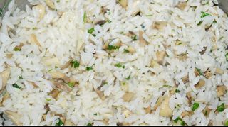 Arroz champiñones y cebolla 