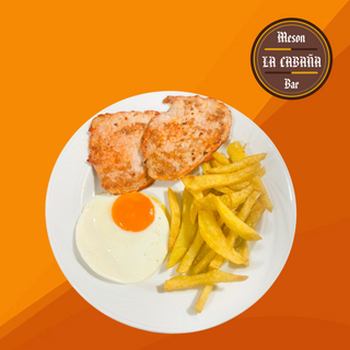 Plato Combinado De Lomo Con Huevo Y Patatas