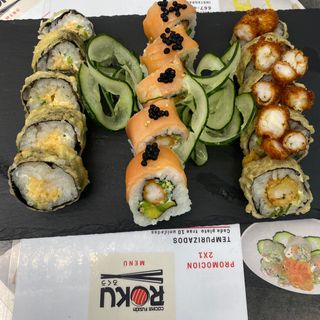 Menú mixto de 15 piezas, combinación de rolls fríos y tempurizados