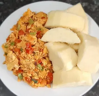 Boiled Yam + Egg Sauce