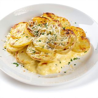 1/2 Ración De Patatas Carbonara Gratinadas