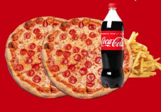 2 Pizzas Pepperoni + Chips + 1L Cola