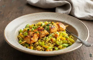 Riz Au Curry & Brochettes De Gésiers