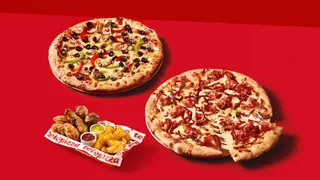 2 Pizzas medianas 2 ing + 1 Combo Mix