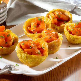 Tostones rellenos de gambas