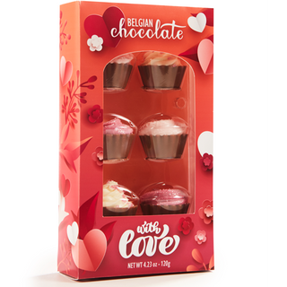 Кутия асорти 6 бр. мини къпкейк LOVE (120г)