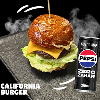   CALIFORNIA BURGER + GRATIS Doza PEPSI BLACK