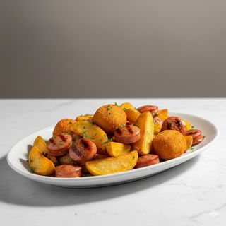 Misto patate, wurstel, crocchette