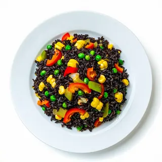 Arroz Venere Frito Con Verduras