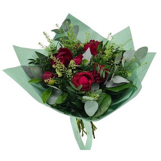 Buchet 9 bujori grena 