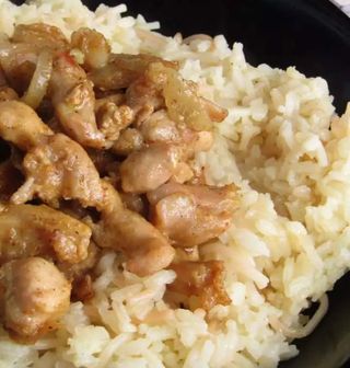 Бял ориз с фиде и пиле на скара  + Mляко с ориз