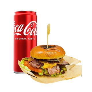 Бургер с бекон и яйце + Кока Кола Кен 330мл