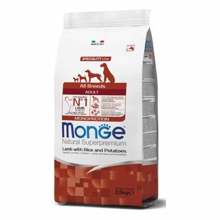 მონჯე - ყველა ზრდასრული ჯიშის ძაღლის საკვები ბატკნით, ბრინჯით და კარტოფილით 1კგ. (2211327)