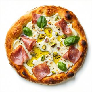 Pizza pistacchio e mortadella