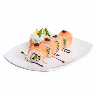 uramaki salmón ahumado relleno de aguacate, bandeja (8 uds).