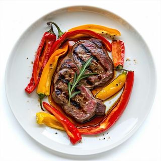 Vitello con peperoni alla piastra