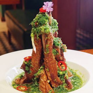 Volcán verde de costilla de cerdo