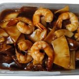 gambas con bambú y setas chinas