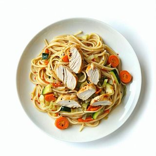 346. Spaghetti di soia con pollo