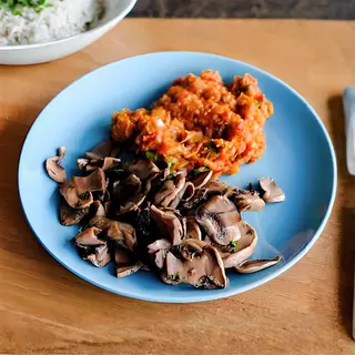 Grill ciuperci champinion cu zacuscă, vegan, fără gluten