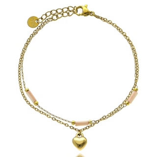 Bransoletka z serduszkiem i muszlami naturalnymi 