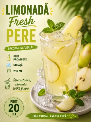 Limonadă Pere lămâie fresh • gheață • 250 ml