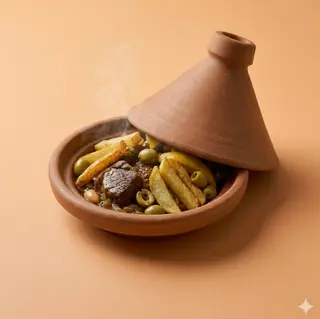 Tajin di manzo con olive e patatine