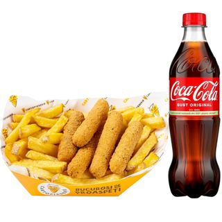 Cartofi cu Mozzarella Sticks Large + Coca Cola