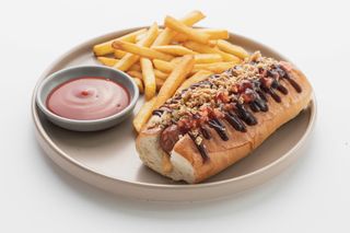 Хот - дог говяжий говяжий с картофелем фри
