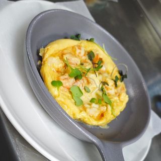 Tortilla abierta de gambas