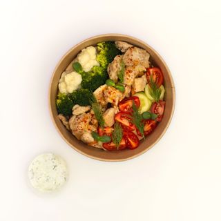 ქათმის სულვაკის ბოული/Bowl with souvlaki chicken