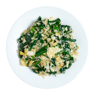 Шпинат с яйцом и рисом