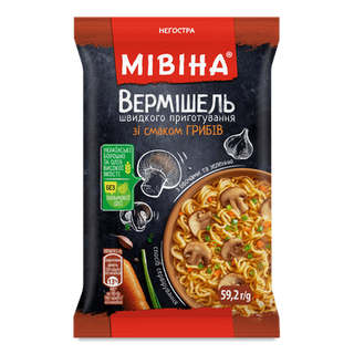 Вермішель «Мівіна» зі смаком грибів негостра (59,2г)