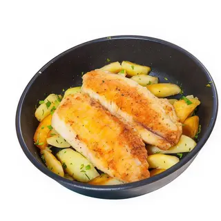 Pescado con Papas y Ensalada