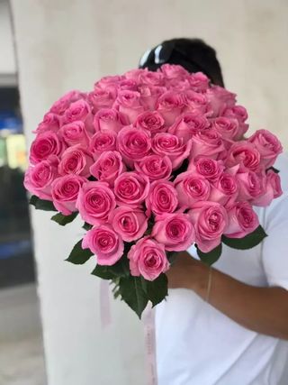 51 trandafiri roz 60-70 cm
