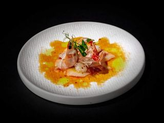 Carpaccio di scampi e branzino