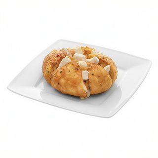 Focaccia De Ajo Con Queso De Cabra Y Cebolla Caramelizada