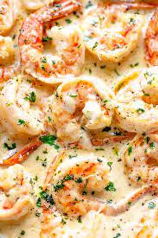 Cheesy Garlic Prawn Steak