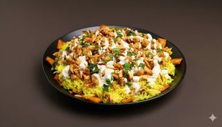 Fatteh shaorma de pui la farfurie cu orez