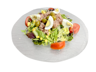 Enciam, Tomata, Olives, Tonyina I Ou Dur