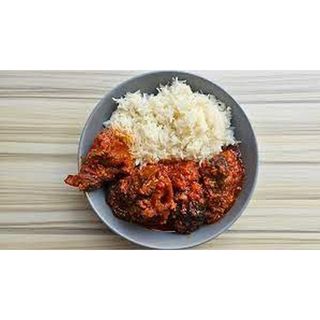 Plain boiled rice served with assorted bukka stew